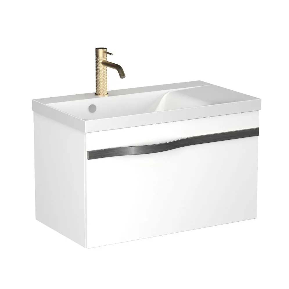 Szafka pod umywalkę VOG 69 cm biała połysk z szufladą | MIRAT