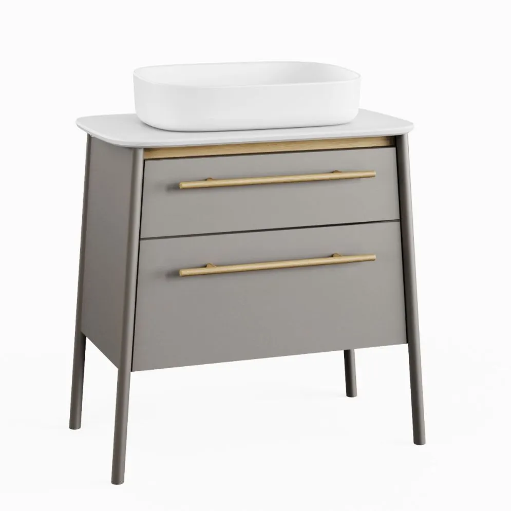 Stojąca szafka pod umywalkę DUKLA 80 cm szara półmat w stylu vintage | MIRAT  kolekcja DUKLA
