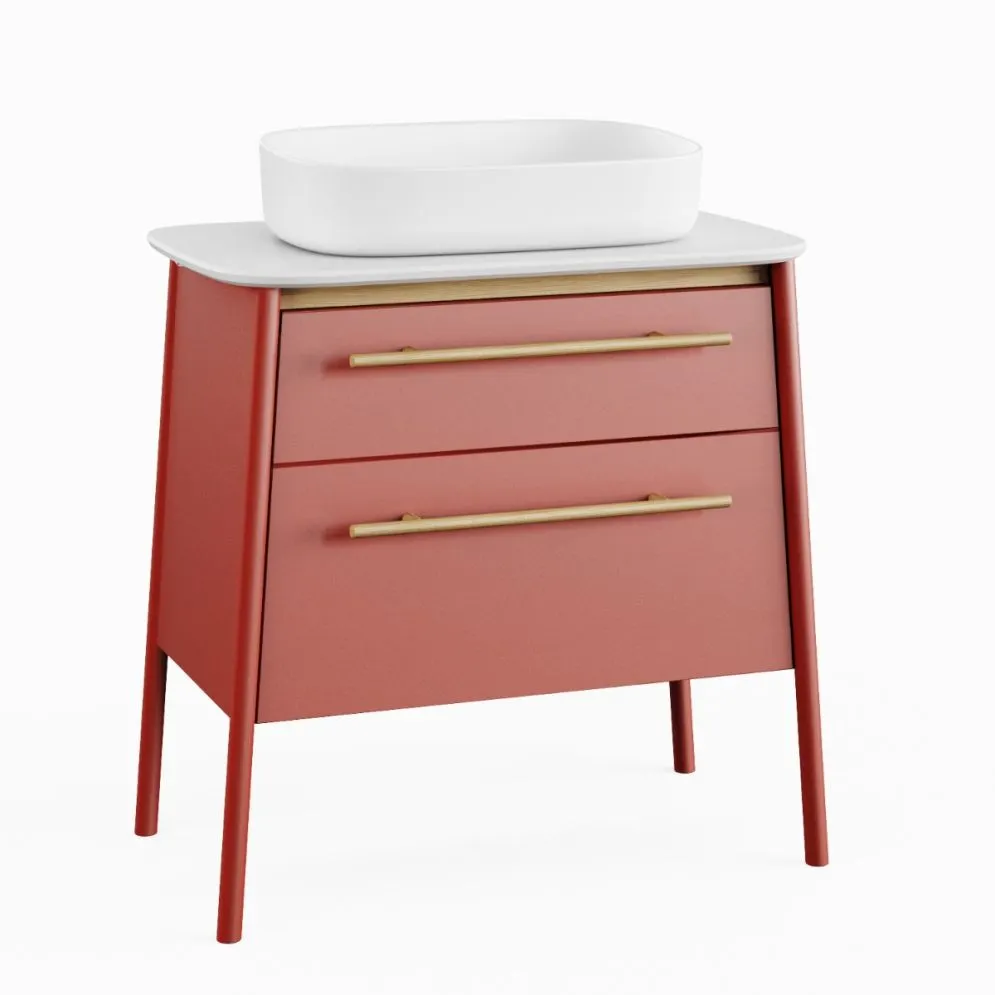 Szafka pod umywalkę nablatową DUKLA 80 cm terakota półmat w stylu vintage | MIRAT kolekcja DUKLA