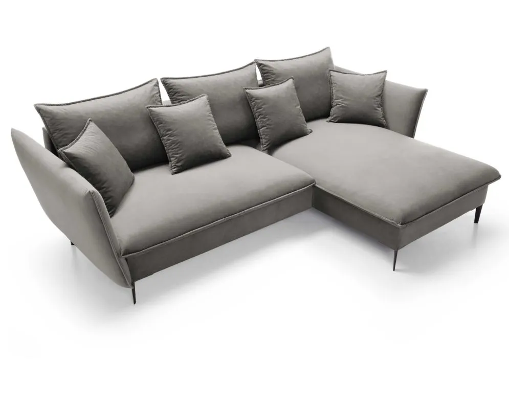 Narożnik z funkcją spania BOSS szary na metalowych nogach I sklep meblowy MIRAT.