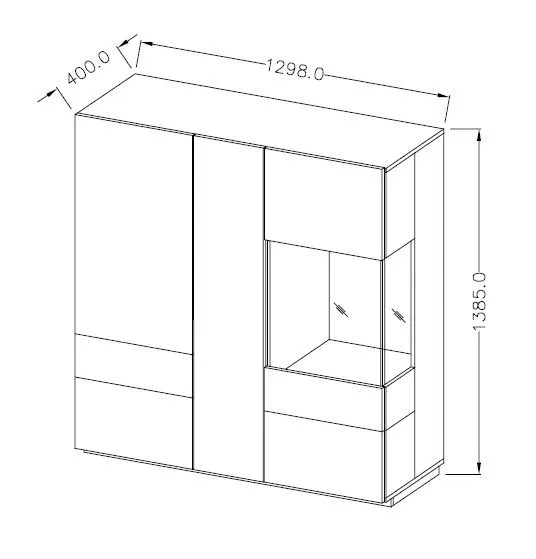 Witryna niska SILKE 3D 130cm matera/dąb wotan  I sklep meblowy MIRAT. styl SKANDYNAWSKI kolekcja SILKE