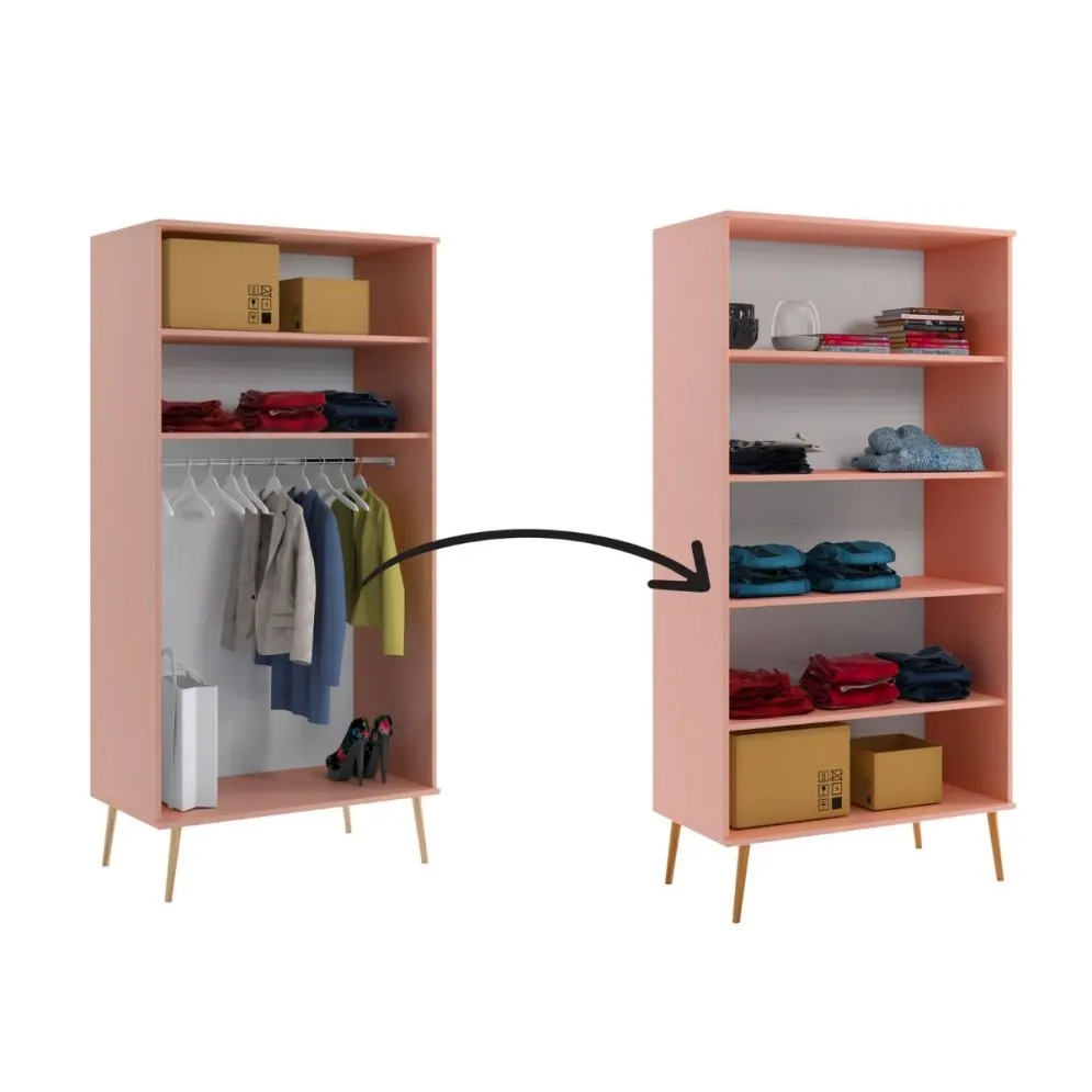 Szafa LEBEL z drążkiem 100cm różowa w stylu skandynawskim | MIRAT. styl SKANDYNAWSKI kolekcja LEBEL