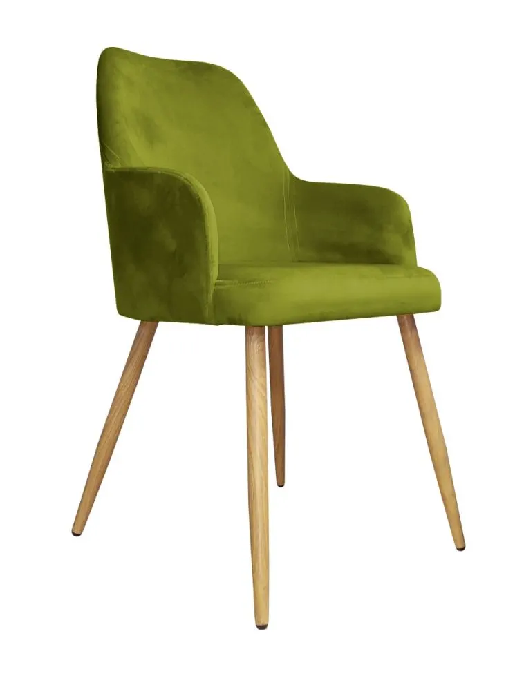 Krzesło WEZERA BL VELVET oliwkowe/dąb w stylu glamour | MIRAT. w stylu GLAMOUR kolekcja