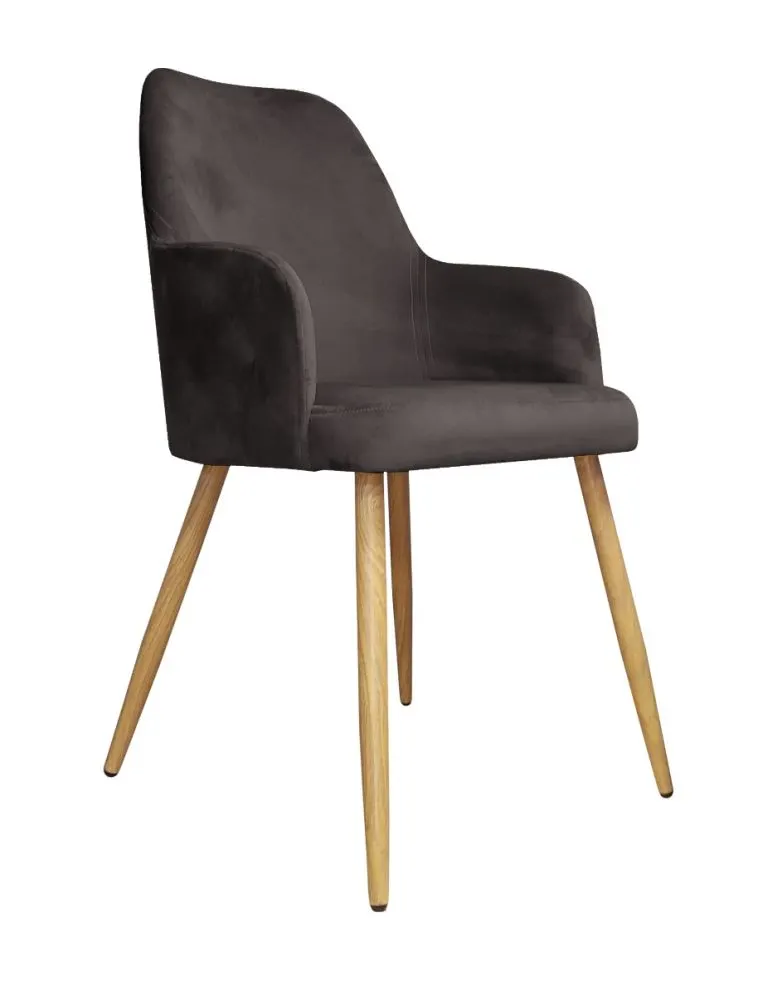 Krzesło WEZERA VELVET brązowe/dąb nowoczesne | MIRAT. w stylu GLAMOUR kolekcja