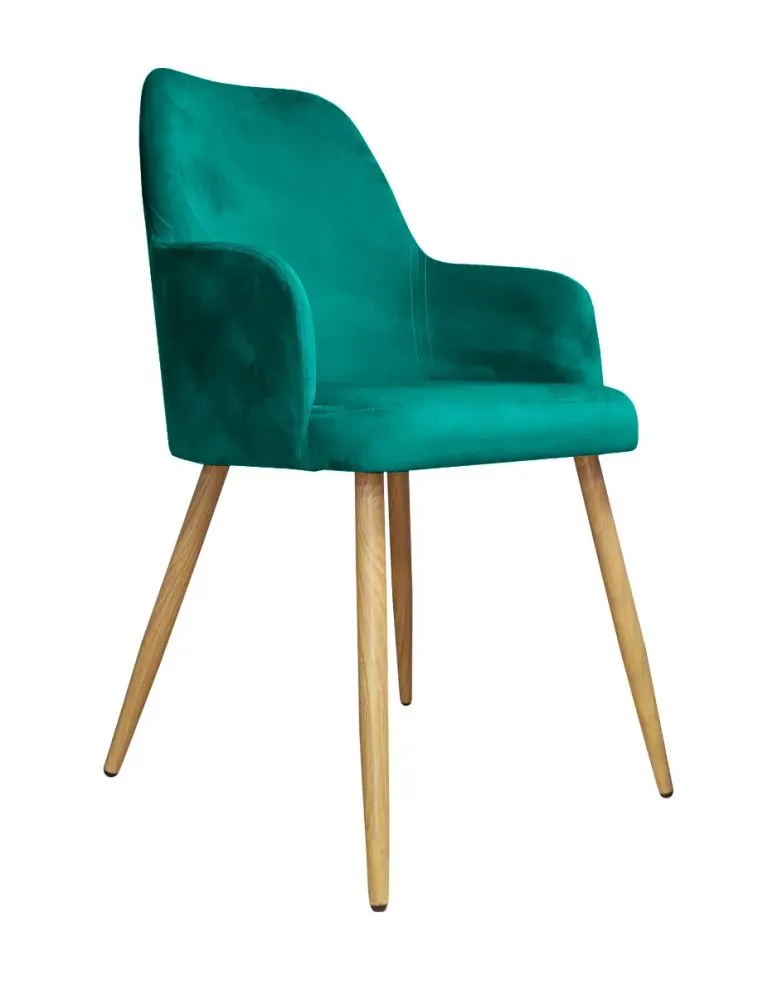 Krzesło WEZERA VELVET morskie/dąb nowoczesne do salonu | MIRAT. w stylu GLAMOUR kolekcja