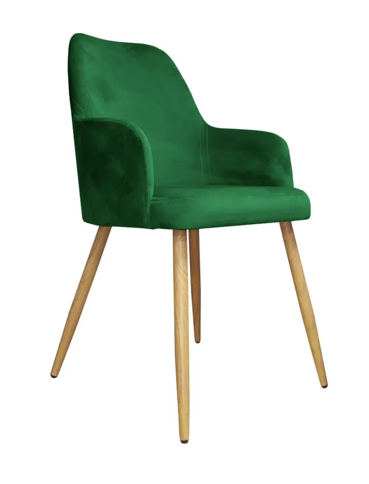 Krzesło WEZERA VELVET zielone/dąb w stylu glamour | MIRAT. w stylu GLAMOUR kolekcja