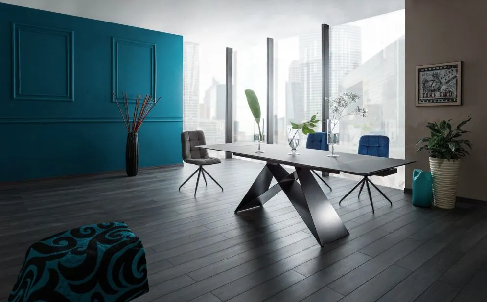 Stół WESTIN 160(240)x90 czarny rozkładany szklany w stylu nowoczesnym | MIRAT. w stylu  kolekcja
