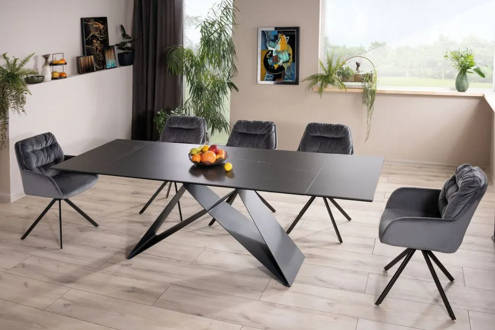 Stół rozkładany WESTIN CERAMIC 160(240)x90 czarny I sklep meblowy MIRAT. styl LOFT