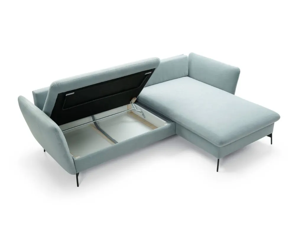 Narożnik z funkcją spania LINDA miętowy prawy wygodny I sklep meblowy MIRAT.