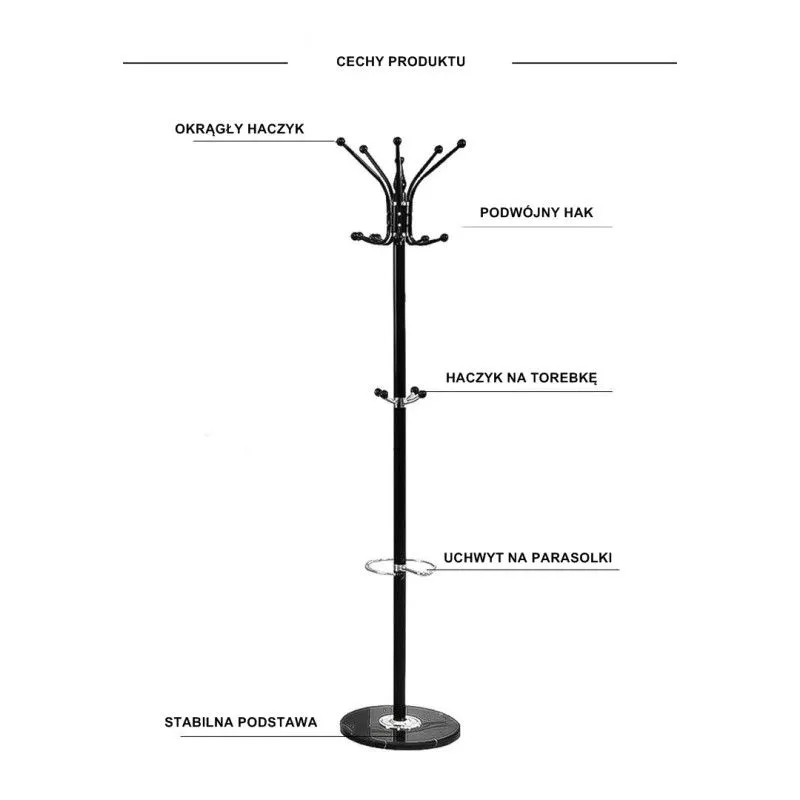 Wieszak W175 czarny marmur stojący I sklep meblowy MIRAT. styl LOFT