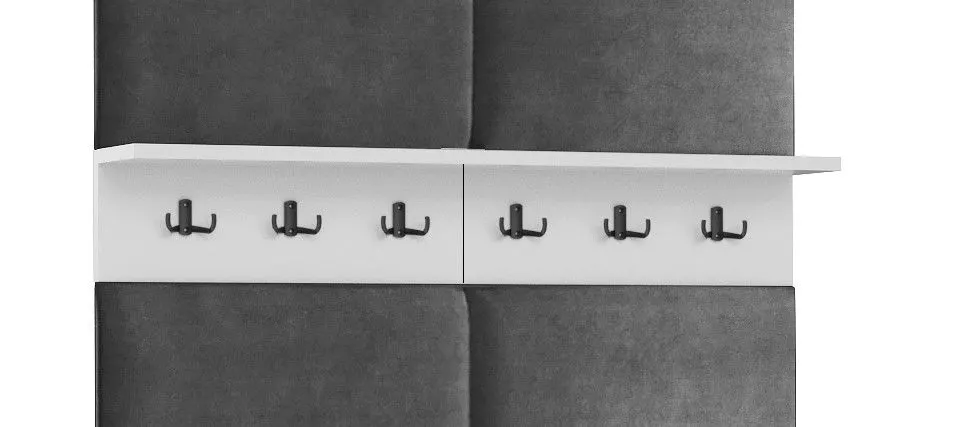 Szafka na buty z siedziskiem welurowym i wieszakiem DUBAI biała/szara I sklep meblowy MIRAT. styl LOFT, SKANDYNAWSKI