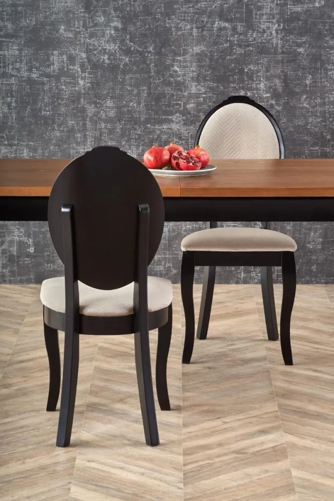 Stół rozkładany WINDSOR 160(240)x90 dąb/czarny w stylu ludwikowskim | MIRAT. styl LOFT
