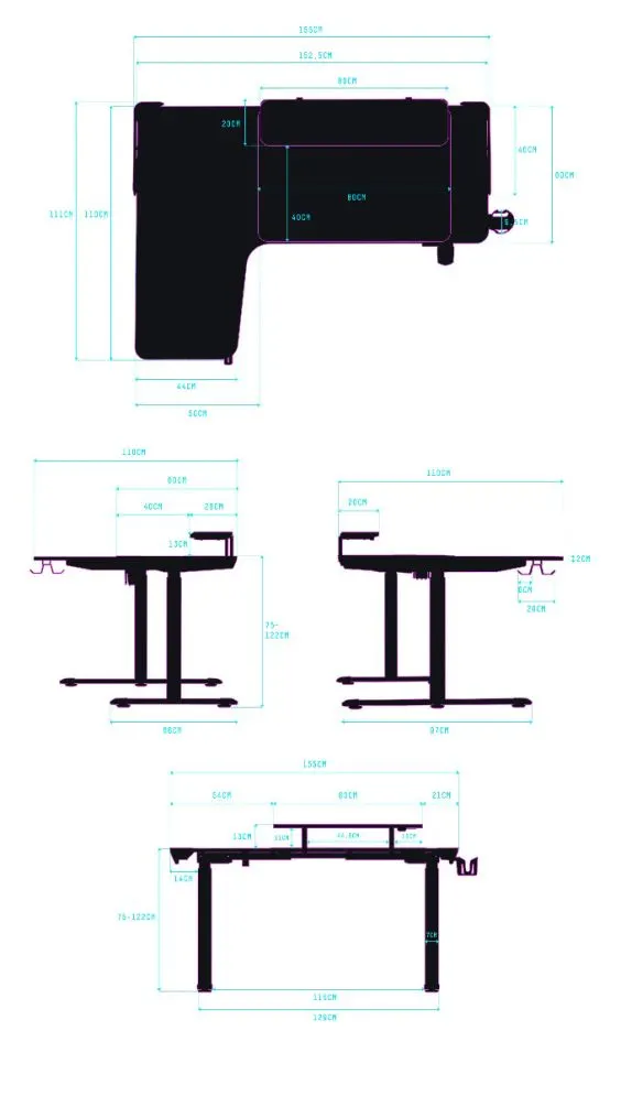 Biurko gamingowe WINGER czarne ULTRADESK | MIRAT.