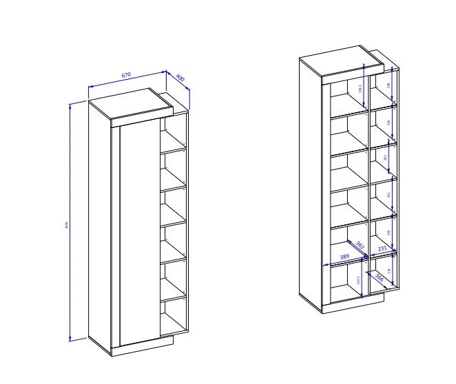 Witryna wysoka SINTRA 1D 67cm dąb samdal/biały połysk do salonu I sklep meblowy MIRAT. styl SKANDYNAWSKI kolekcja SINTRA