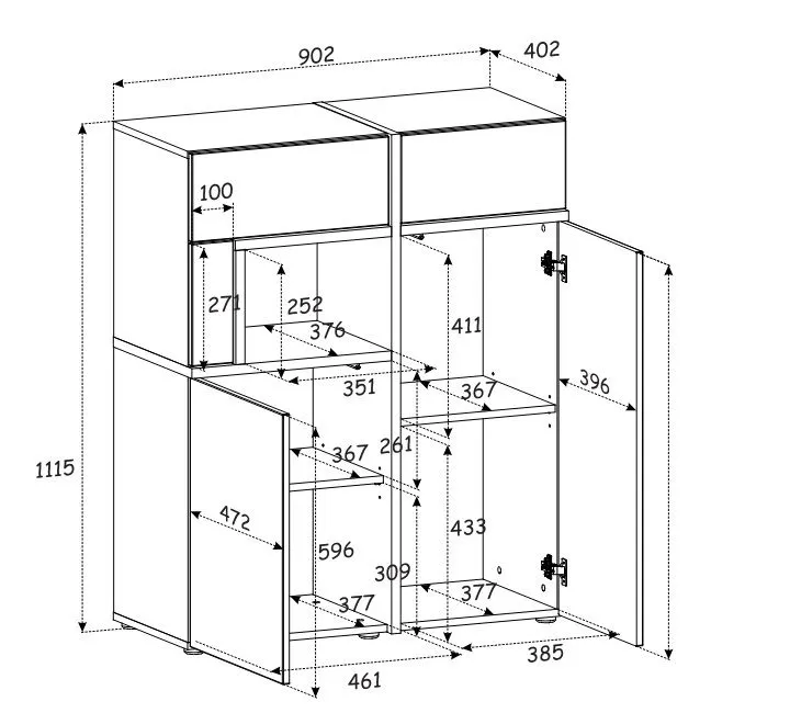 Witryna niska CROSS LED hickory jackson/czarna podświetlana I sklep meblowy MIRAT.  kolekcja CROSS