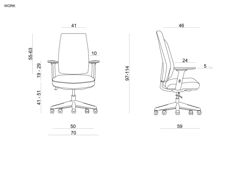 Fotel biurowy WORK czarny z regulowanymi podłokietnikami | MIRAT.