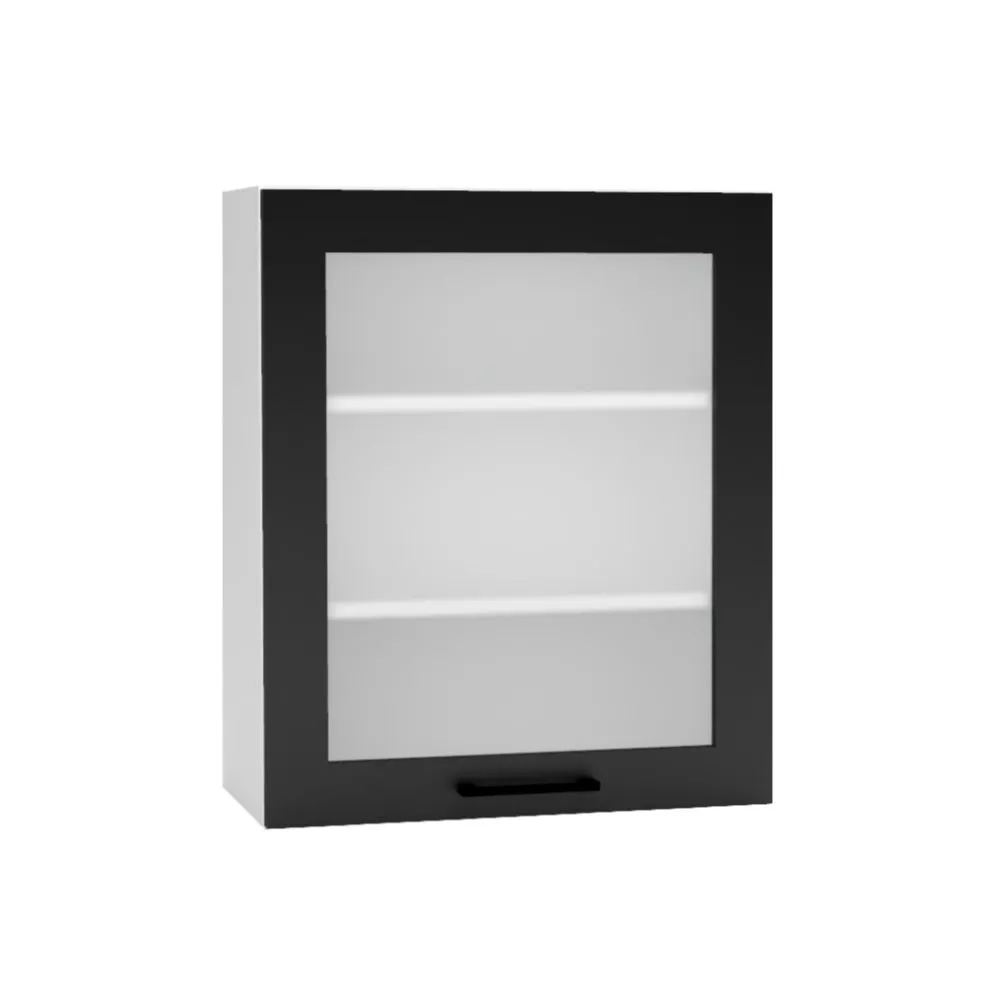 Przeszklona szafka kuchenna wisząca 60 DENIS WS60 P/L czarna mat I MIRAT.  kolekcja DENIS