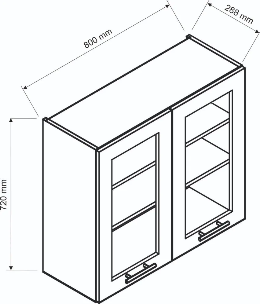 Szafka kuchenna przeszklona 80 NATALIA WS80 jasnoszara witryna | MIRAT. kolekcja NATALIA