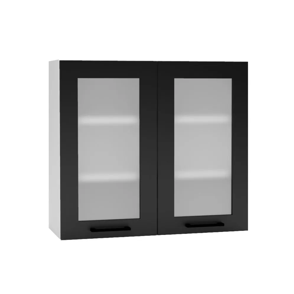 Szafka kuchenna wisząca 80 DENIS WS80 czarna mat dwudrzwiowa I MIRAT. kolekcja DENIS