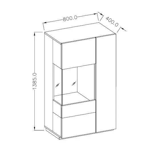 Elegancka witryna niska SILKE 2D 80cm matera/dąb wotan lewa I sklep meblowy MIRAT. styl SKANDYNAWSKI kolekcja SILKE