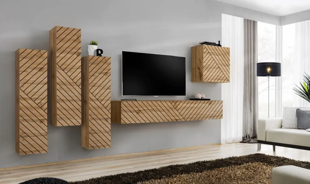 Meblościanka SWITCH LAMEL III dąb wotan wisząca I sklep meblowy MIRAT. styl RYFLOWANY kolekcja SWITCH LAMEL