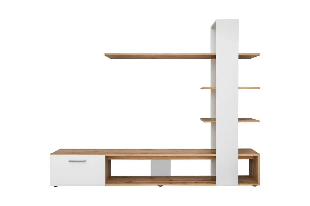 Meblościanka ECO dąb wotan/biały mat z półkami I sklep meblowy MIRAT.