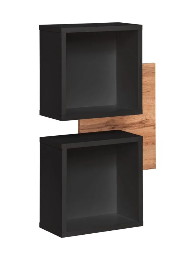 Półka EASY czarna/dąb wotan kwadratowa I sklep meblowy MIRAT.