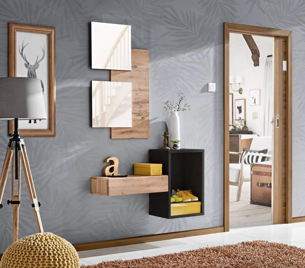 Konsola wisząca EASY 100x60 czarna/dąb wotan do przedpokoju I sklep meblowy MIRAT.