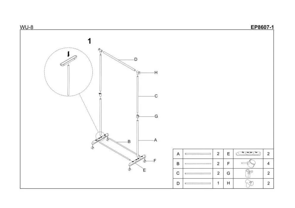 Gustowny wieszak WU-8 na kółkach | MIRAT.
