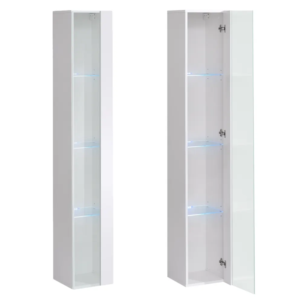 Meblościanka SWITCH MET VII biała w połysku z niebieskim podświetleniem | MIRAT. kolekcja SWITCH MET