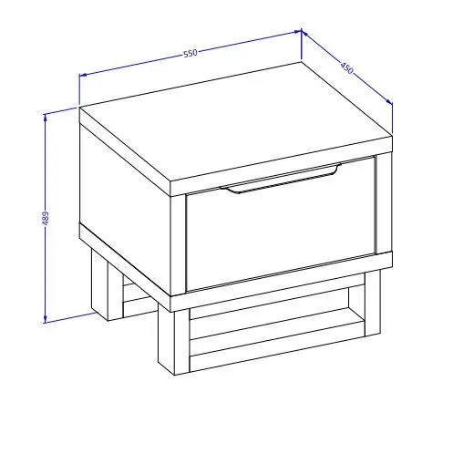Szafka nocna HALLE 1S dąb wotan mat/czarna stojąca I sklep meblowy MIRAT. styl LOFT, SKANDYNAWSKI