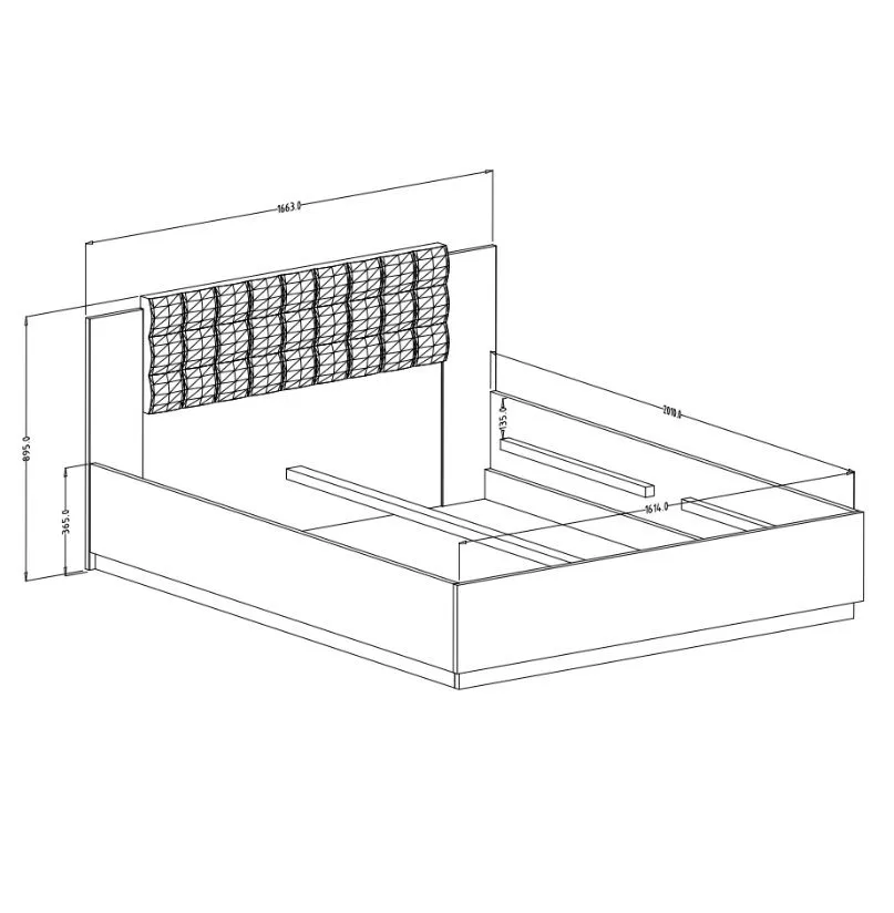 Łóżko SIGMA 160x200 dąb flagstaff miedziany/czarny z pojemnikiem I sklep meblowy MIRAT. styl LOFT, SKANDYNAWSKI