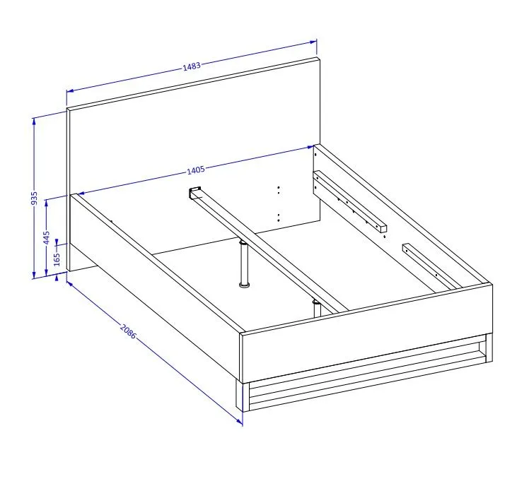 Łóżko HALLE 160x200 dąb wotan mat/czarne dwuosobowe I sklep meblowy MIRAT. styl LOFT, SKANDYNAWSKI kolekcja HALLE