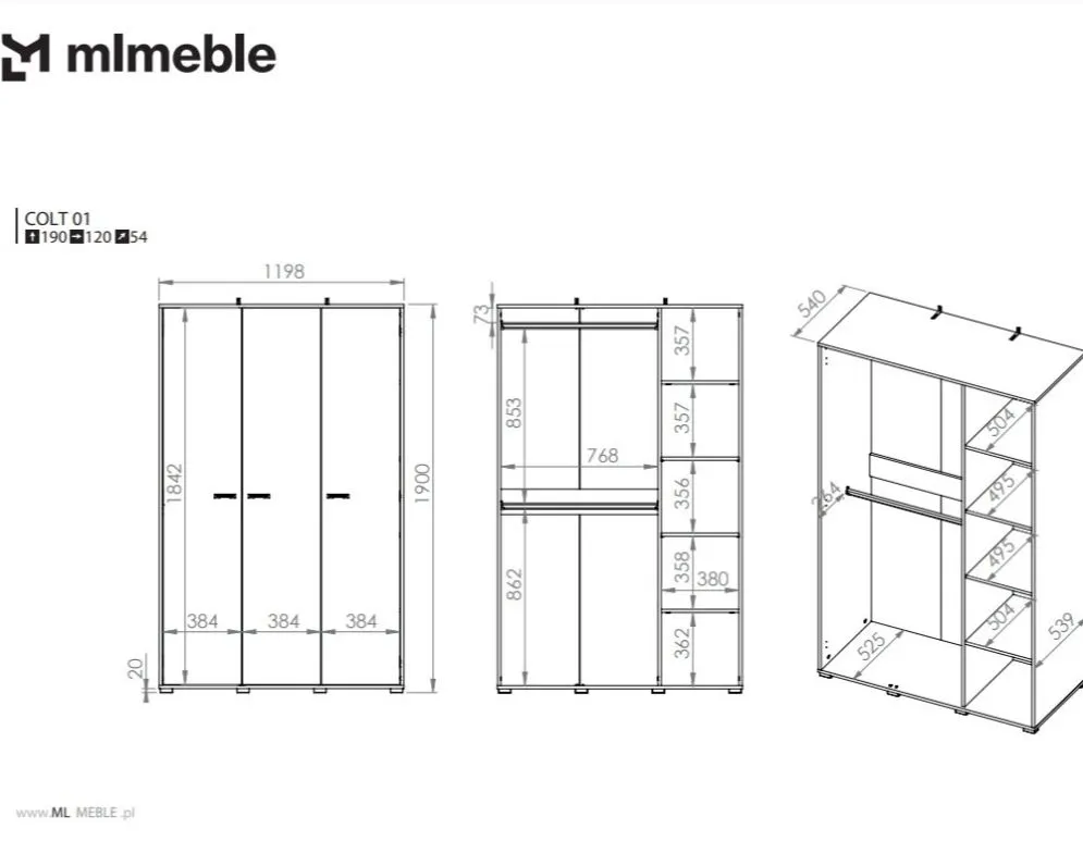 Szafa COLT 01 3D dąb złoty craft/czarna I sklep meblowy MIRAT. styl LOFT kolekcja COLT