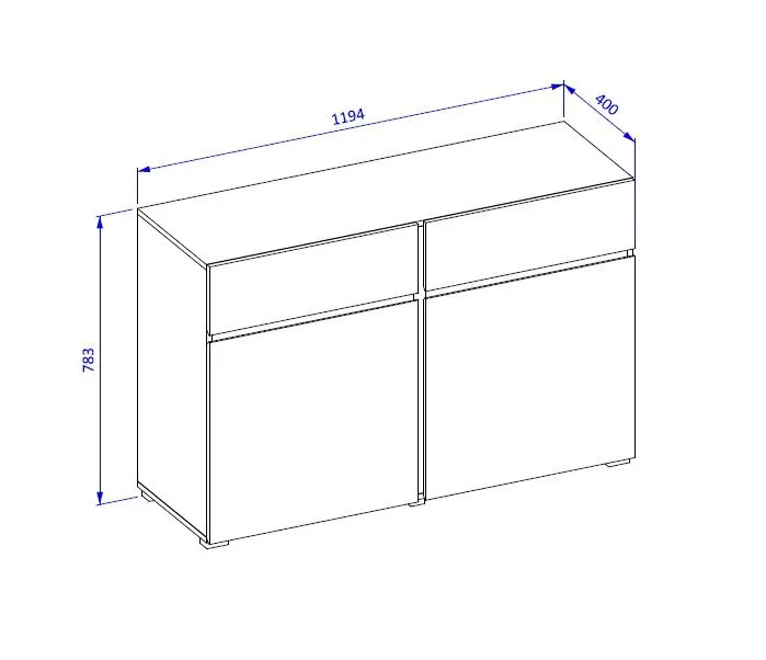 Komoda CROSS 2D2S 119cm biała/czarna dwudrzwiowa I sklep meblowy MIRAT. styl SKANDYNAWSKI