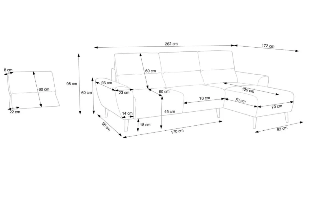 Narożnik z funkcją spania LAURA różowy prawy/lewy z pojemnikiem I sklep meblowy MIRAT. styl SKANDYNAWSKI
