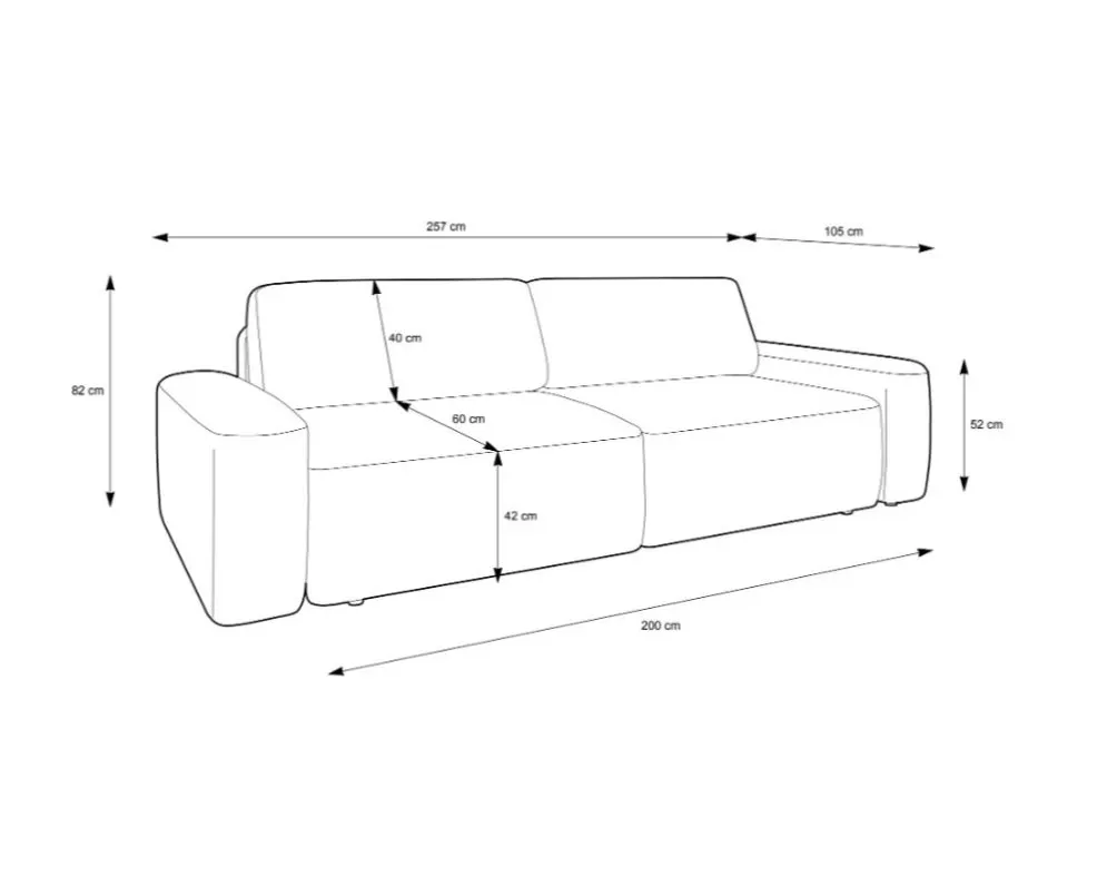 Sofa rozkładana BELLA śmietankowa z podłokietnikami I sklep meblowy MIRAT. styl SKANDYNAWSKI