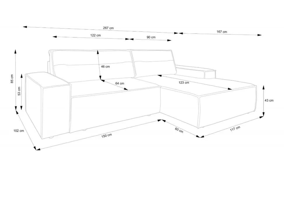 Narożnik z funkcją spania FELICIA M kremowy prawy/lewy I sklep meblowy MIRAT.
