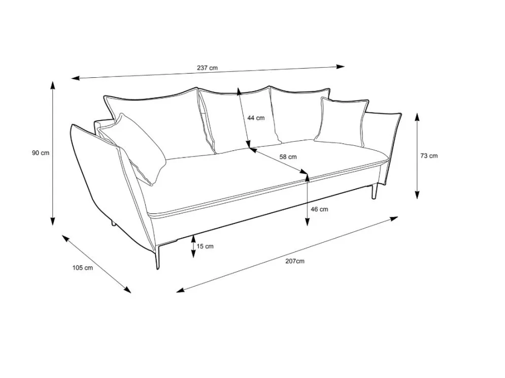 Sofa rozkładana BOSS kremowa na metalowych nogach  I sklep meblowy MIRAT.
