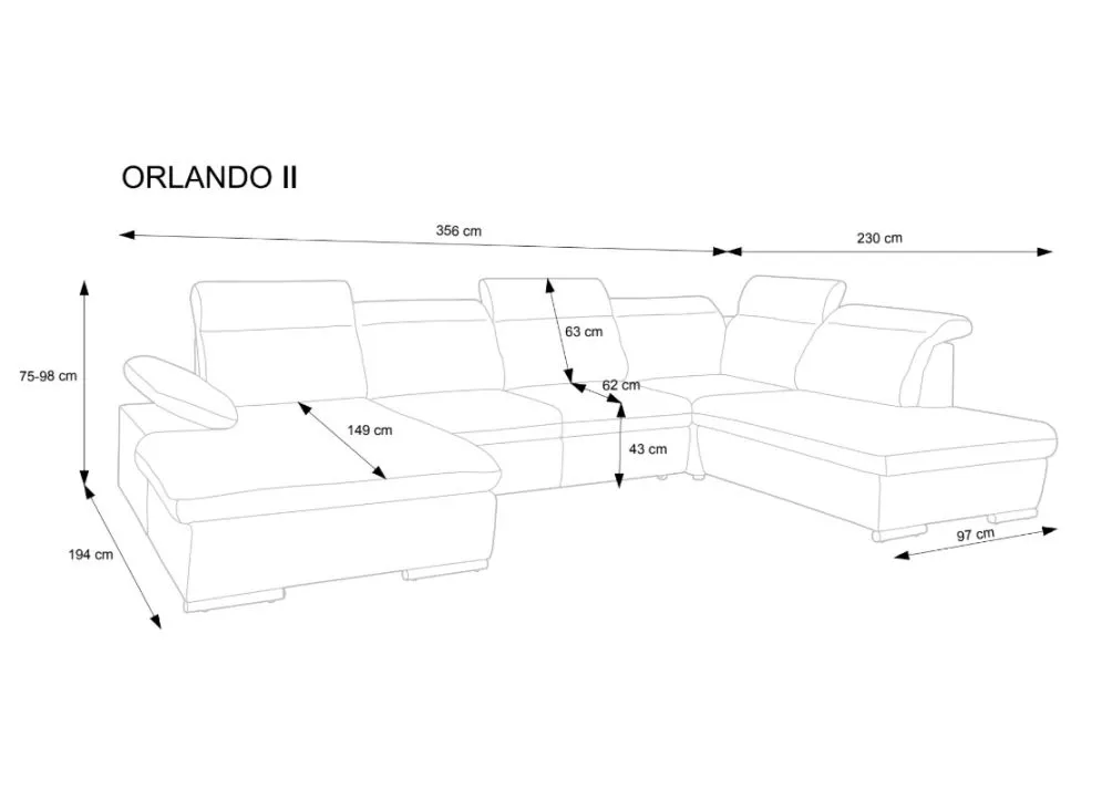 Narożnik z funkcją spania KLARA II grafitowy prawy/lewy duży I sklep meblowy MIRAT.