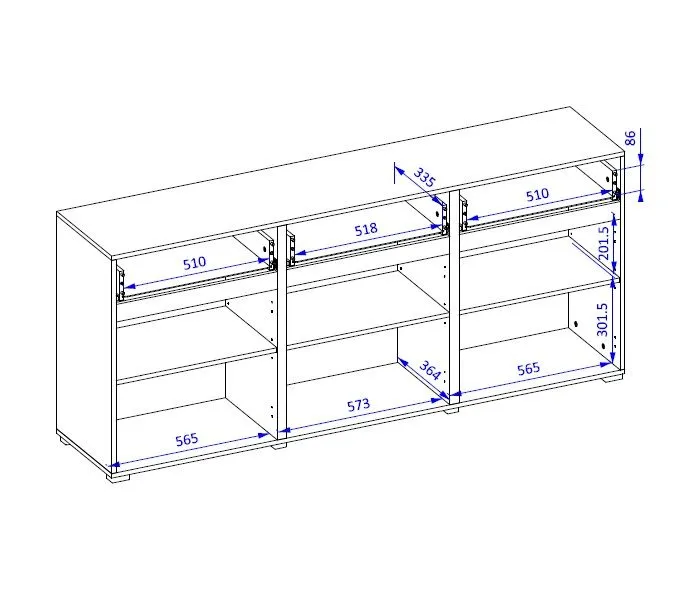 Komoda CROSS 3D3S 180cm dąb wotan/czarna trzydrzwiowa I sklep meblowy MIRAT. styl SKANDYNAWSKI kolekcja HV-CROSS