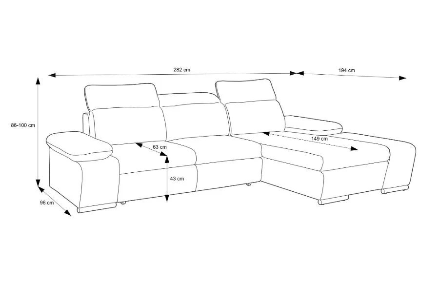 Narożnik z funkcją spania DAKOTA szary/grafitowy prawy/lewy I sklep meblowy MIRAT.
