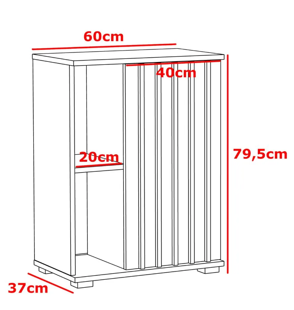 Komoda KALI 60 1D czarna/dąb craft z lamelami I sklep meblowy MIRAT. styl LOFT, RYFLOWANY