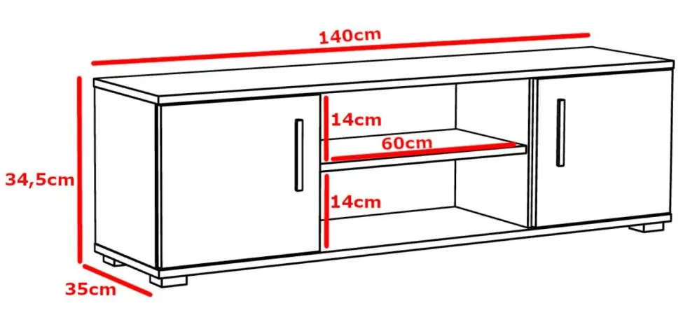 Szafka RTV LOBO 140 biała matowa do salonu I sklep meblowy MIRAT. styl LOFT, SKANDYNAWSKI