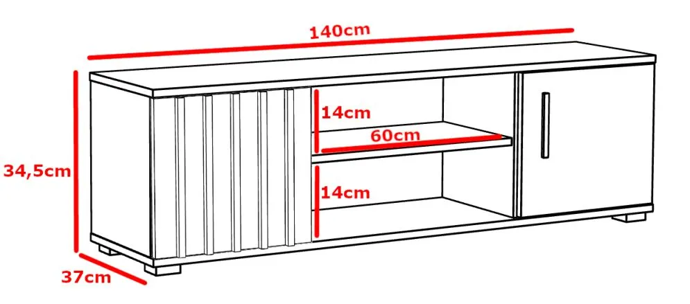 Meblościanka KALI 03 czarna/dąb craft z lamelami I sklep meblowy MIRAT. styl LOFT, RYFLOWANY