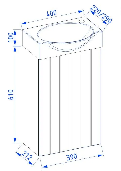 Zestaw Szafka łazienkowa wisząca z umywalką DIA 40 cm pudrowy róż półmat | MIRAT