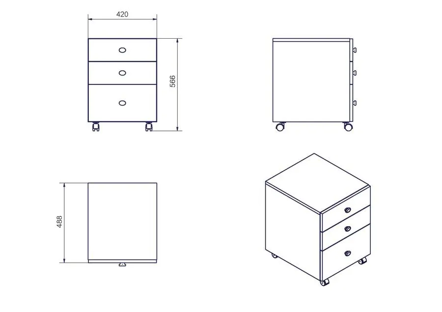 Kontenerek MILANO biały połysk pod biurko I sklep meblowy MIRAT.  kolekcja MILANO/MURANO