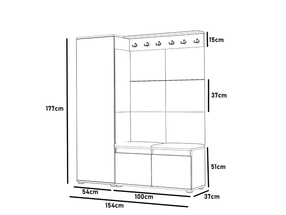 Garderoba do przedpokoju SINGAPUR 154 dąb craft/szary I sklep meblowy MIRAT. styl LOFT, SKANDYNAWSKI