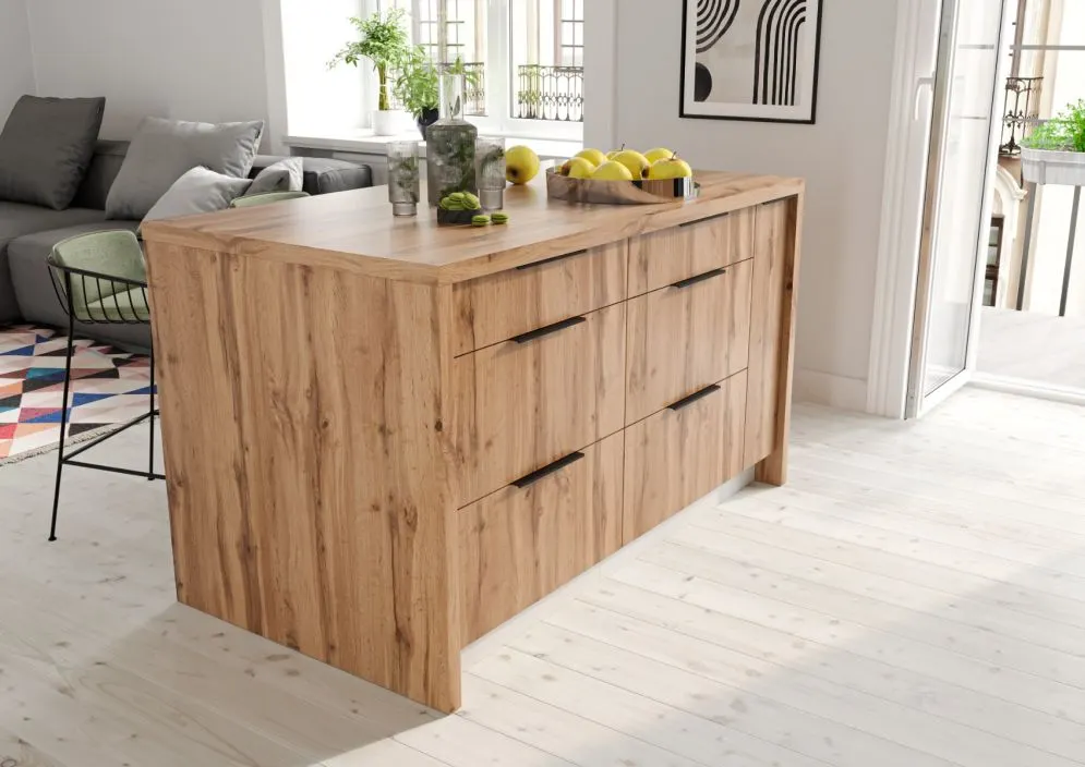 Wyspa kuchenna 140 cm dąb artisan/dąb wotan gotowa I sklep meblowy MIRAT.