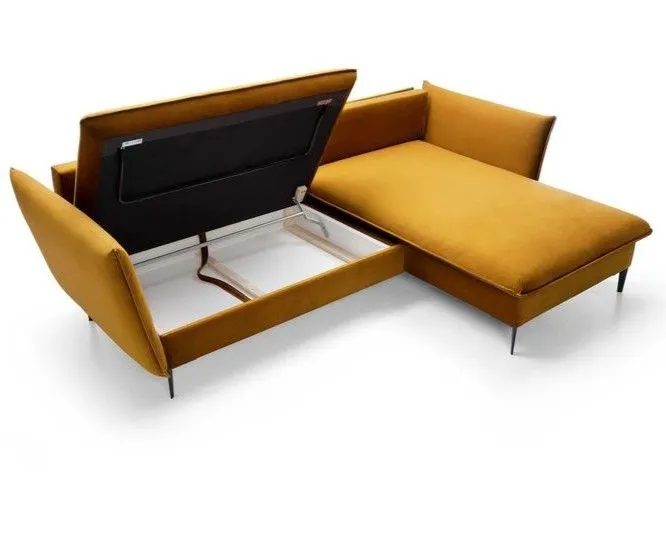Narożnik z funkcją spania BOSS musztardowy komfortowy I sklep meblowy MIRAT.